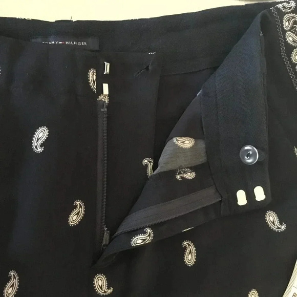 TOMMY HILFIGER blue bandana design  wide leg casual pant SZ 10 - Picture 11 of 14